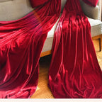 قماش مخملي عالي الجودة، قماش مخملي أحمر غامق، فساتين سهرة دافئة، ديكورات خلفية للمهرجانات، قماش ستائر