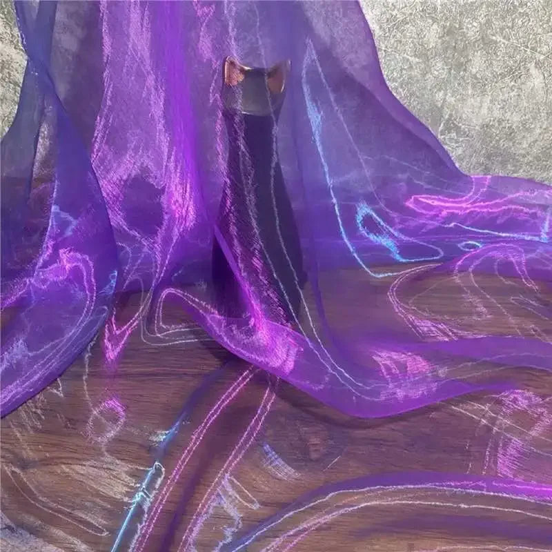 Unique Fabric Transparent Organza Sheer Cloth Sparkling Material For Wedding Dress Elegant Evening Gown Couture Design Clothing