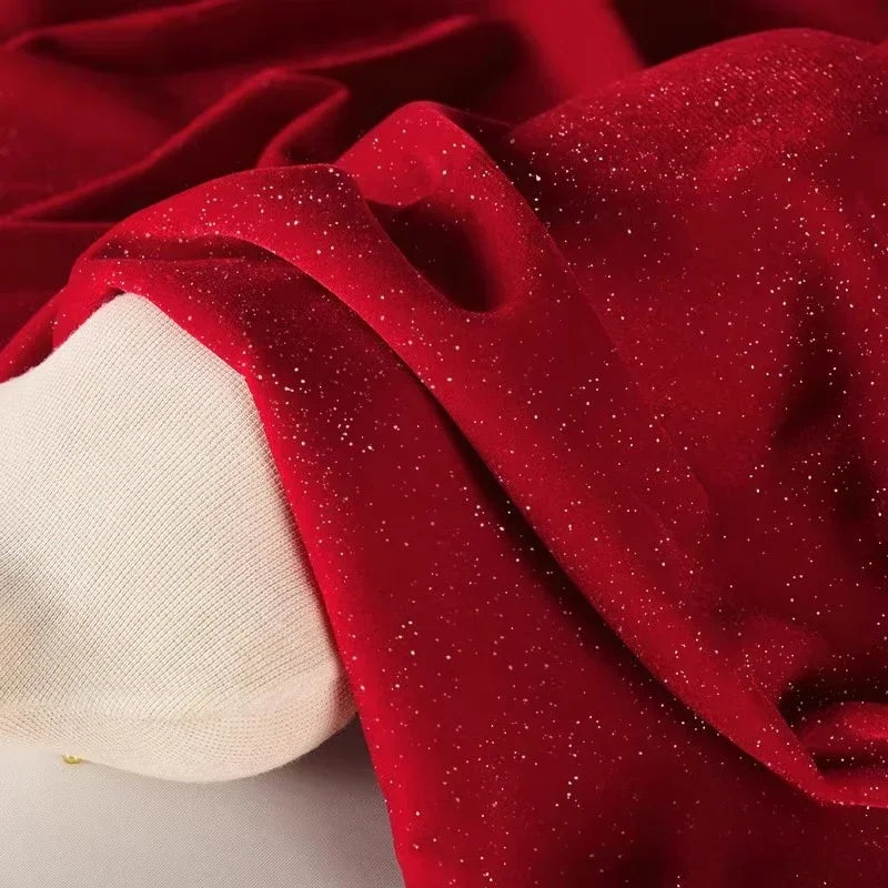 Sparkling Diamond Velvet Fabric - Starry Pattern Evening Dress Material 140cm