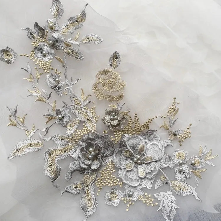 18 لون حلوى سلسلة 3D مسمار خرز بريق فستان الزفاف اللباس ملابس الأطفال DIY الدانتيل زهرة ملصقات الاكسسوارات