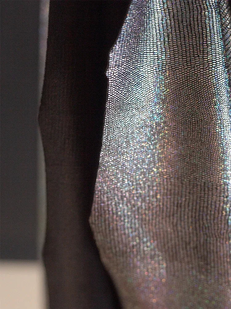 Silver Glitter Fabric Elastic Fish Scale Texture Sewing Performance Fashion Show Stage Clothing DIY Background Decoration Fabric