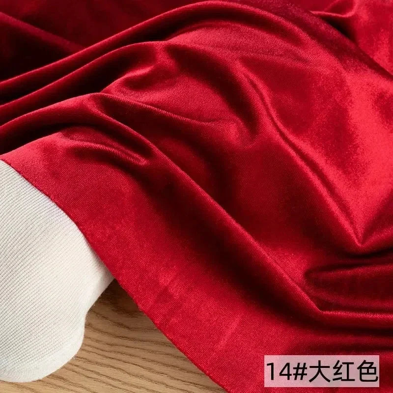Solid Velvet Fabric - Glossy Four-Sided Elastic Material 160cm