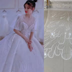 Super Large Sparkling Powder, High-end Ripple Loose Powder Lace Fabric, Wedding Dress Veil DIY Material Fabric