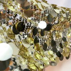 قماش ترتر كبير باللونين الذهبي والفضي للفساتين وديكورات حفلات الزفاف والخلفيات والستائر المصنوعة يدويًا والخياطة اليدوية