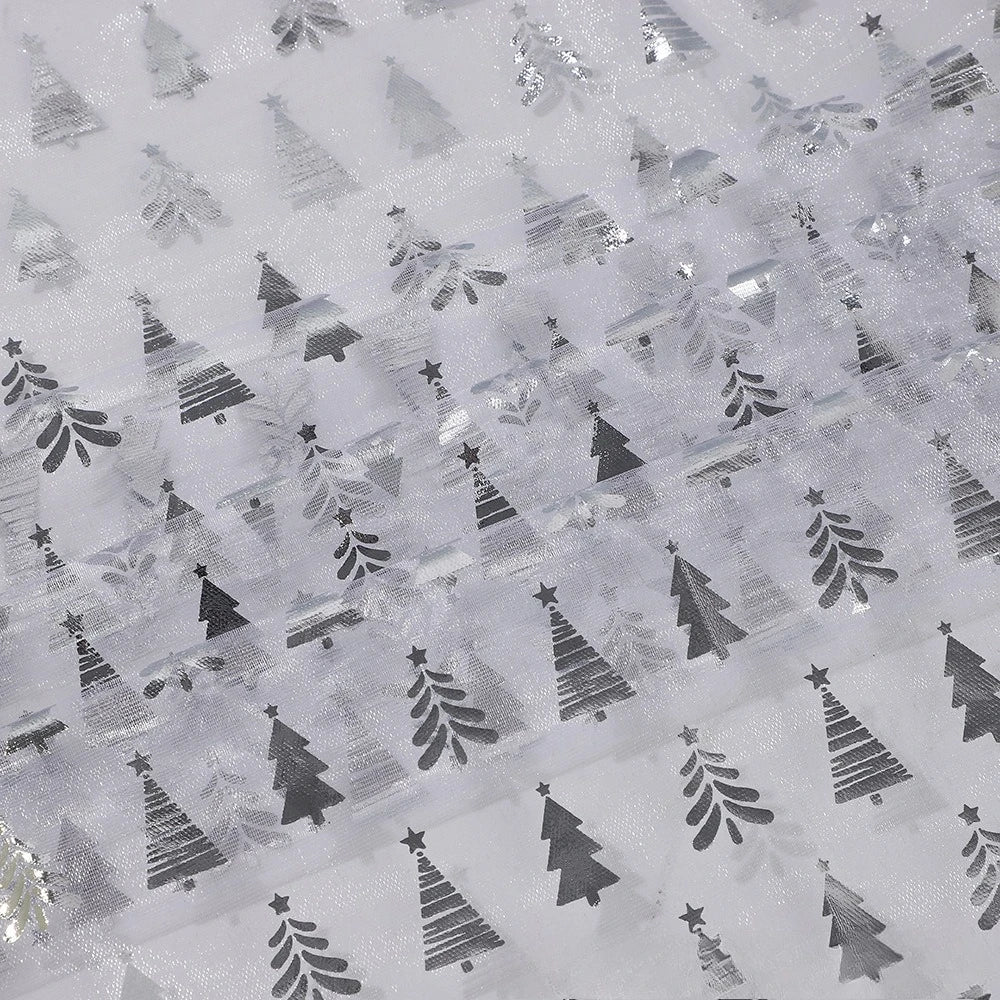 Gold Embroidered Christmas Tree Organza - Festive for Holiday Décor