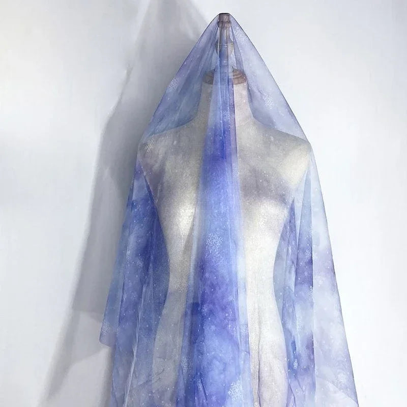 Blue And Purple Mesh Fabric DIY Photo Decoration Soft Background Tablecloth Clothing Handmade Fabric Bridal Dress Wedding Dress
