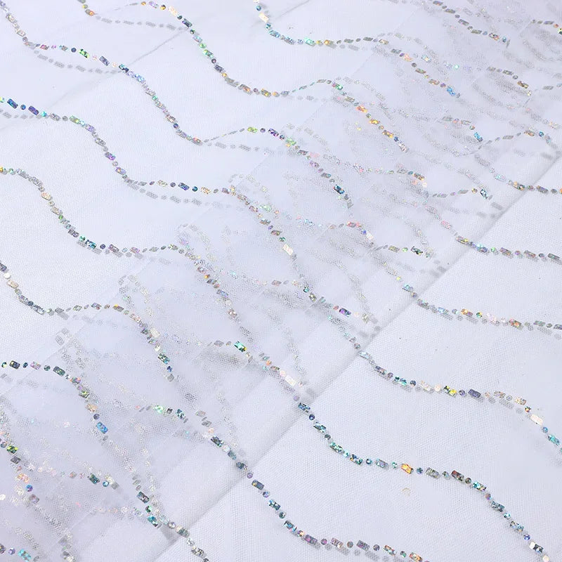 Malla ondulada con lentejuelas que no suelta polvo. Vestido de novia de diseñador para niños. Vestido de novia hecho a mano. Tocado DIY.