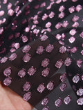Purple Red Wavelet Embroidery Black Chiffon Fabric - Semi Transparent 140cm