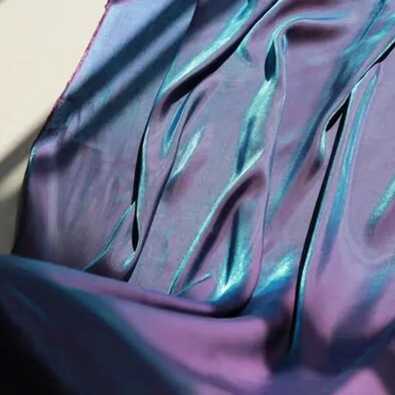 150cm Width Soft Purple Blue Iridescent Satin Fabric Smooth Draping DIY Material For Dresses Shirts Doll Clothing