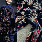 Luxurious Velvet Sequin Embroidered Fabric - Premium Silk Velvet for Elegant Dresses & Vests
