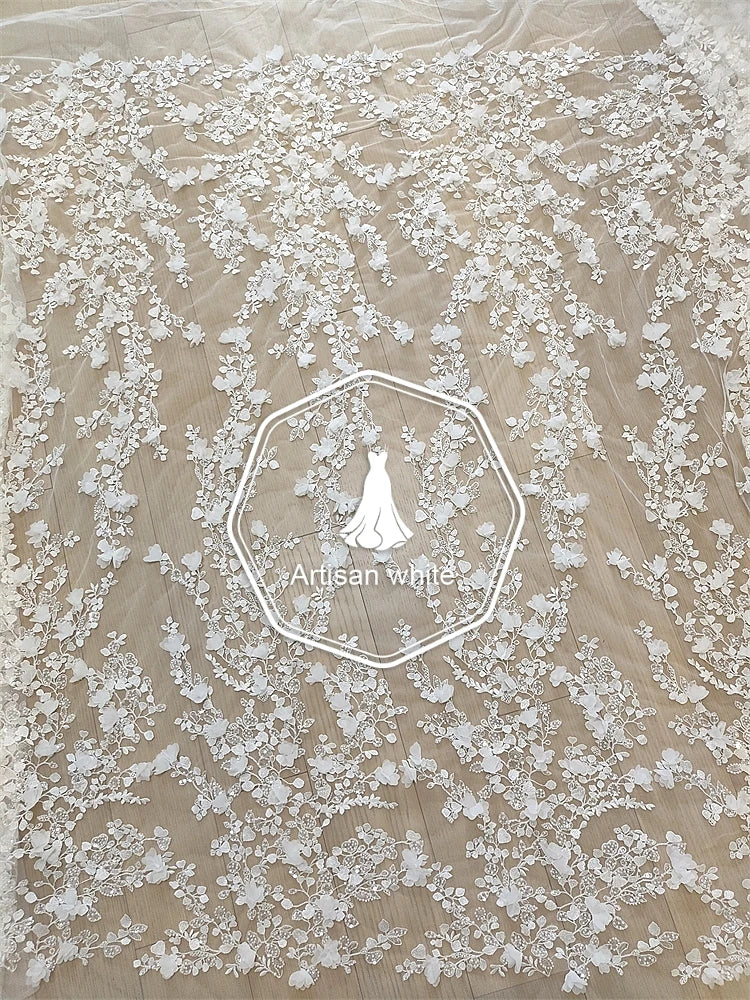 فستان زفاف مطرز بقماش التول 6420 متطور ثلاثي الأبعاد على شكل زهرة وأظافر وخرز وتزيين تنورة مصنوع يدويًا بنفسك