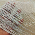 Customized White Small Pearl Hot Stamping Gold And Silver Color Diamond Mesh Wedding Dress Fashion Designer Lace Soft Fabric