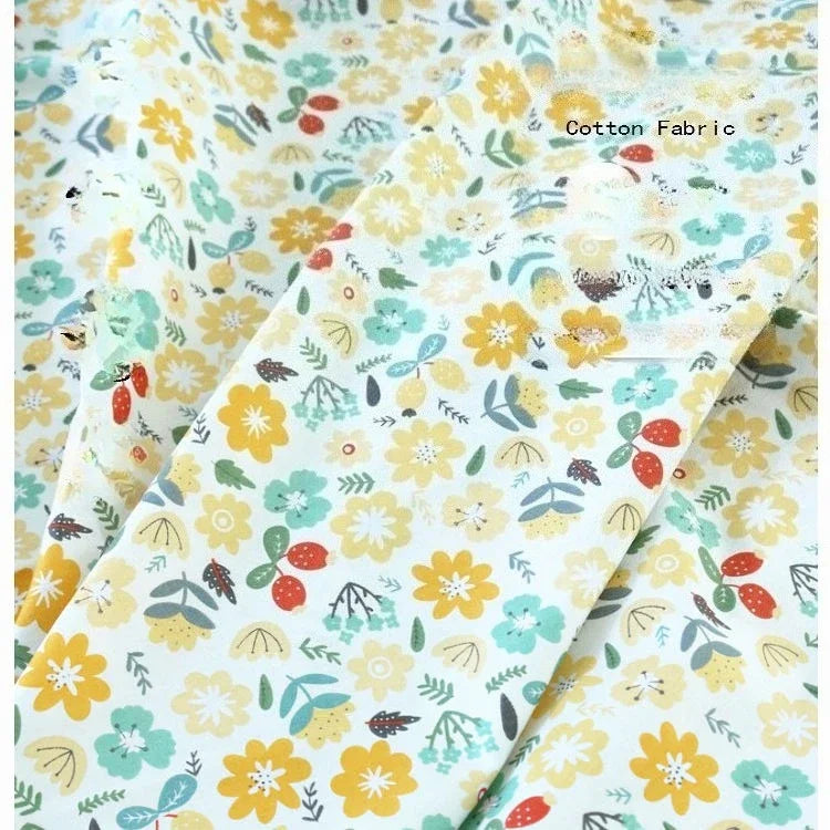 Tela de sarga de algodón puro con estampado floral, suave, totalmente de algodón, para ropa de cama, pijamas, pantalones, cortinas y proyectos de bricolaje para bebés.
