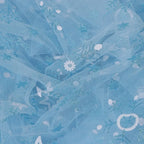 Tela de malla suave con copos de nieve blancos de cristal de hielo, ideal para vestidos infantiles, faldas de fiesta, disfraces de Halloween y proyectos de decoración DIY.