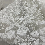 Elegant Petal Leaf Lace Embroidery Sheer Mesh Fabric Lightweight Transparent Textile Bridal Gown Party Dress Decorative DIY Sew