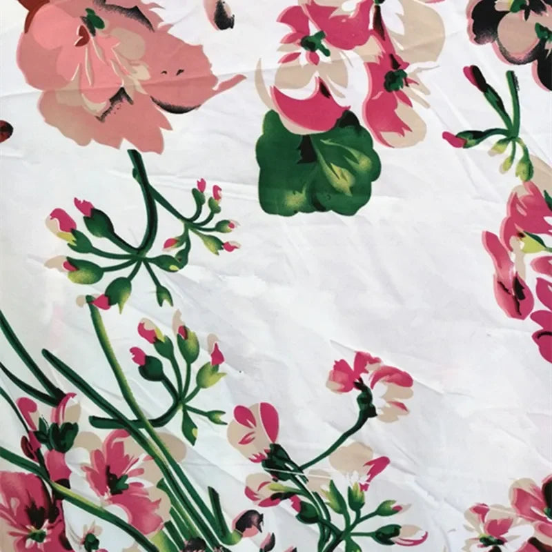 Satin Silk Floral Fabric Smooth Glossy Texture For Headwraps Sleepwear Home Textiles Cheongsam Robe Material Fabric