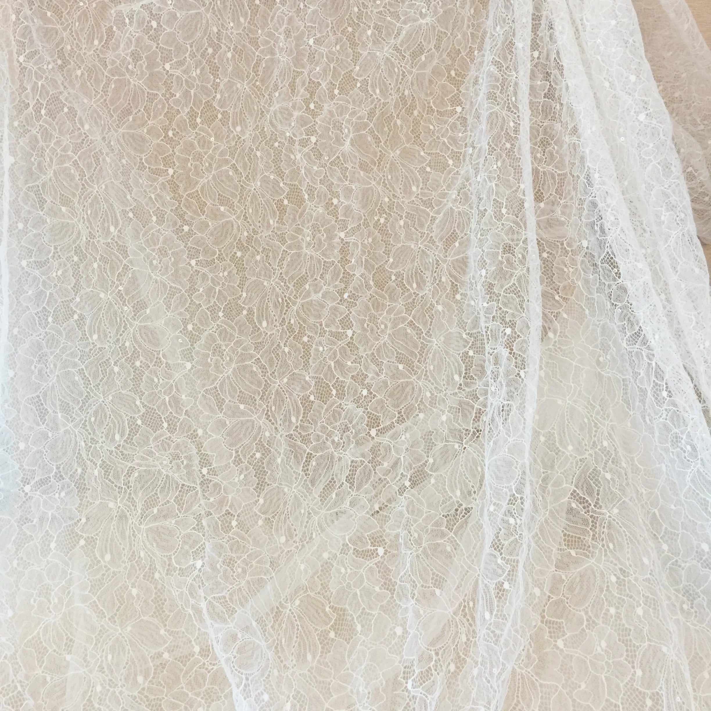 Tela de encaje de malla con base de lentejuelas para vestido de novia, fotografía de viajes, accesorios de encaje para el hogar