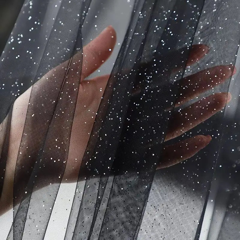 قماش شبكي ناعم سميك عالي الجودة، خيط فلاش ذهبي فضي لفساتين الزفاف العصرية، قماش زخرفي DIY