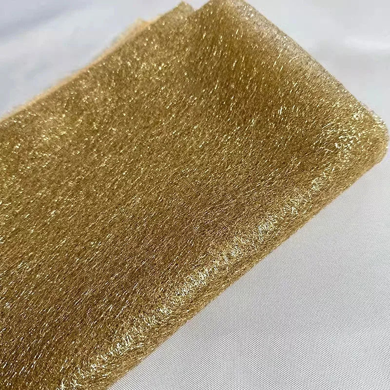 فستان هانفو فاخر من قماش شفاف بتصميم خيط ذهبي غير منتظم الملمس