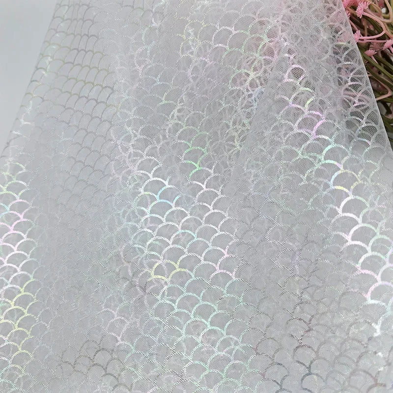 Hot-selling New Symphony Fish Scale Hot Stamping Mesh Princess Elsa Dress Amazon Toys Children's Clothing Fabric Dress Cloth