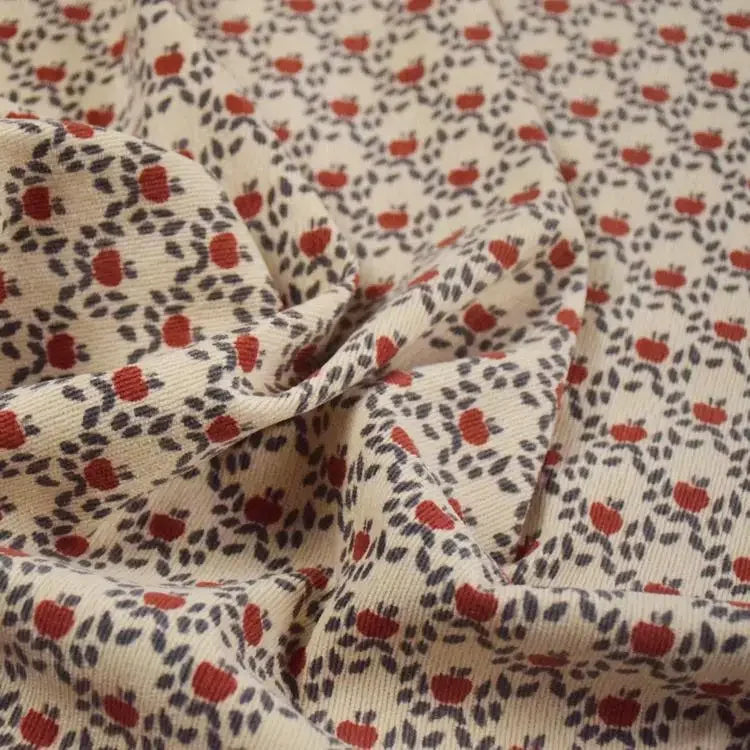 Colorful Corduroy Printed Fabric - Fresh Floral Striped Velvet 145cm