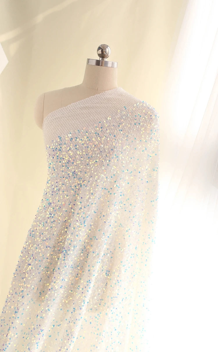 Colorful sequins, embroidered lace fabric, clothing accessories, dresses, children's clothing design, DIY handmade materials