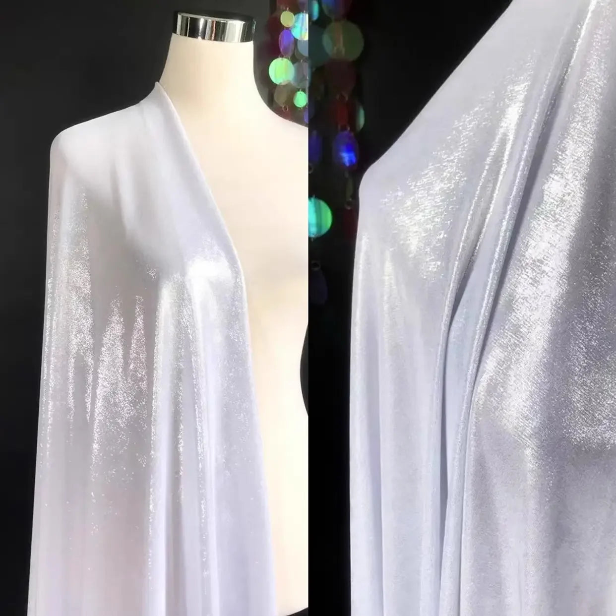 Mirror Silver Shiny Knitted Liquid Metal Texture Fabric - Water Gloss 150cm - fabric photo 7