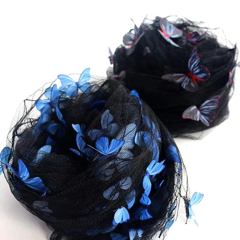 3D Butterfly Sheer Tulle Fabric Romantic Durable Colorful For Wedding Dress Evening Gown Handmade Decor Backdrop Veil Accessorie