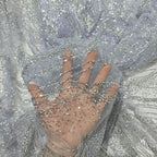 Hot Stamping Gold Glitter Mesh Wave Pattern Fabric - DIY Material 145cm