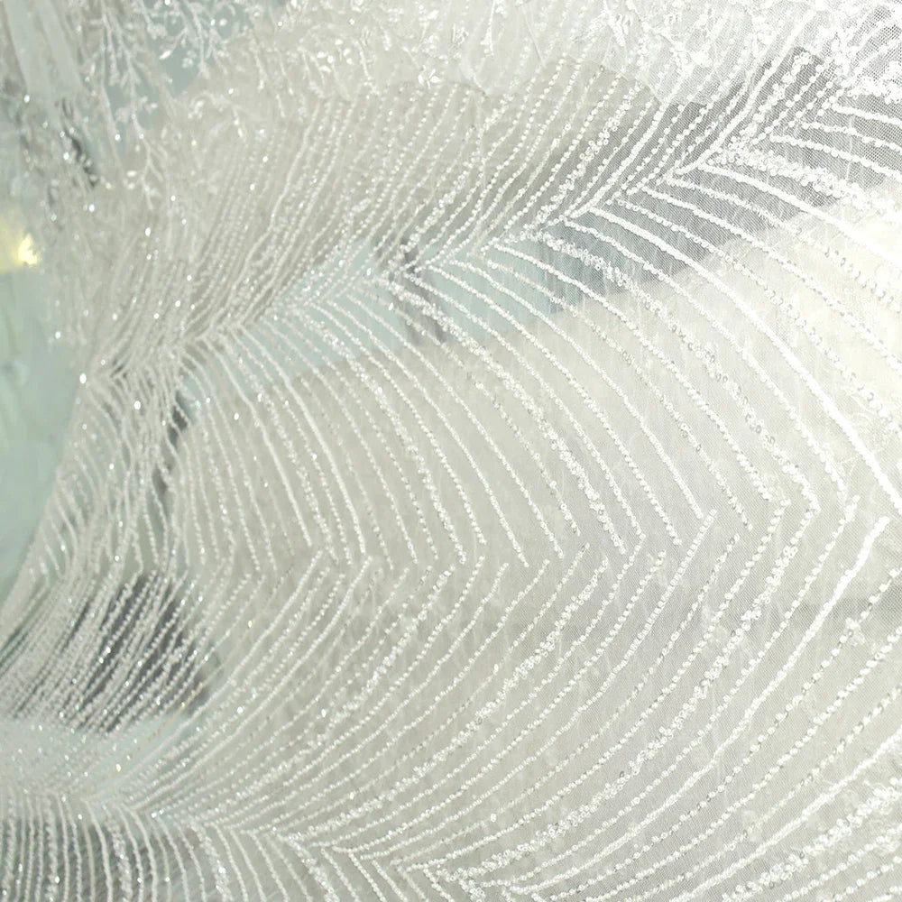 Luxury Sequin Beaded Floral Mesh - Wedding Formal Gown Lace Fabric