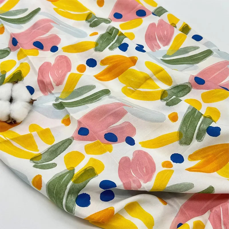 قماش قطني كتان مطبوع بنمط زهور فنية مرسومة بالزيت لخياطة غطاء الطاولة والستائر والديكور الداخلي