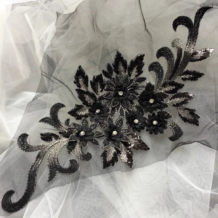 فستان سهرة مخصص من الدانتيل على شكل زهرة ثلاثية الأبعاد، ملابس الأم، إكسسوارات الملصقات