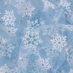 Tela de malla suave con copos de nieve blancos de cristal de hielo, ideal para vestidos infantiles, faldas de fiesta, disfraces de Halloween y proyectos de decoración DIY.