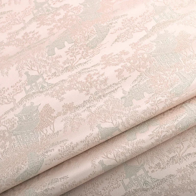 قماش جاكار فاخر بخيوط معدنية ونمط أنيق ومواد فاخرة وفساتين وتنورة وسترة وخياطة مصممة وخياطة راقية