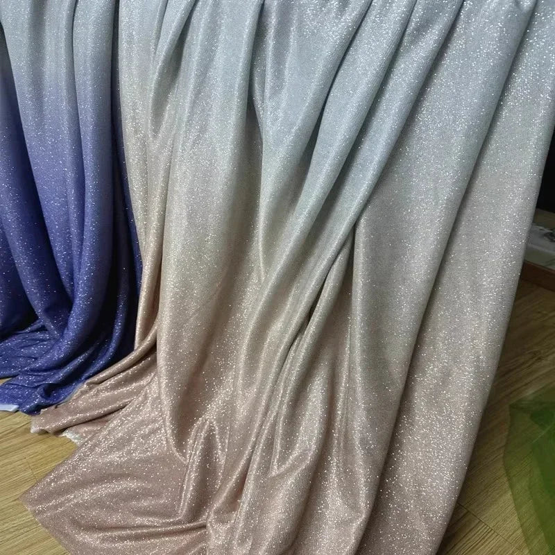 Blue Gradient Silver Powder Fabric - Elastic Material 150cm