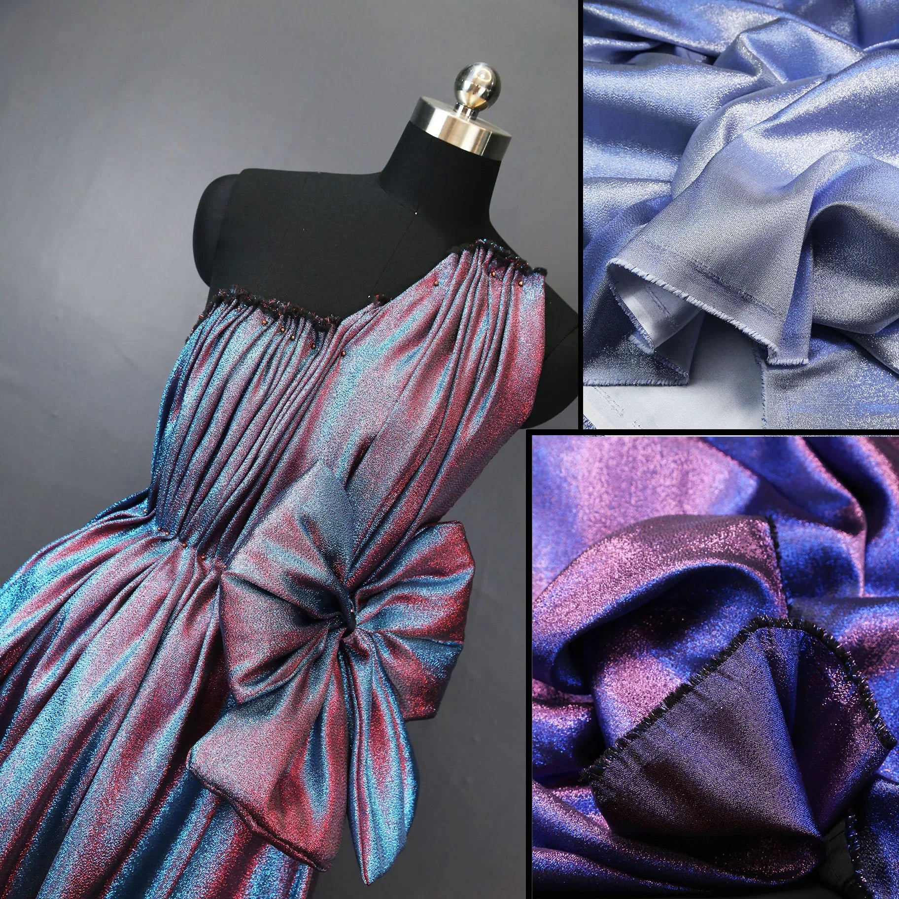 Colorful gradient sparkling satin fabric handmade DIY doll clothes stage costumes background designer fabrics for sewing