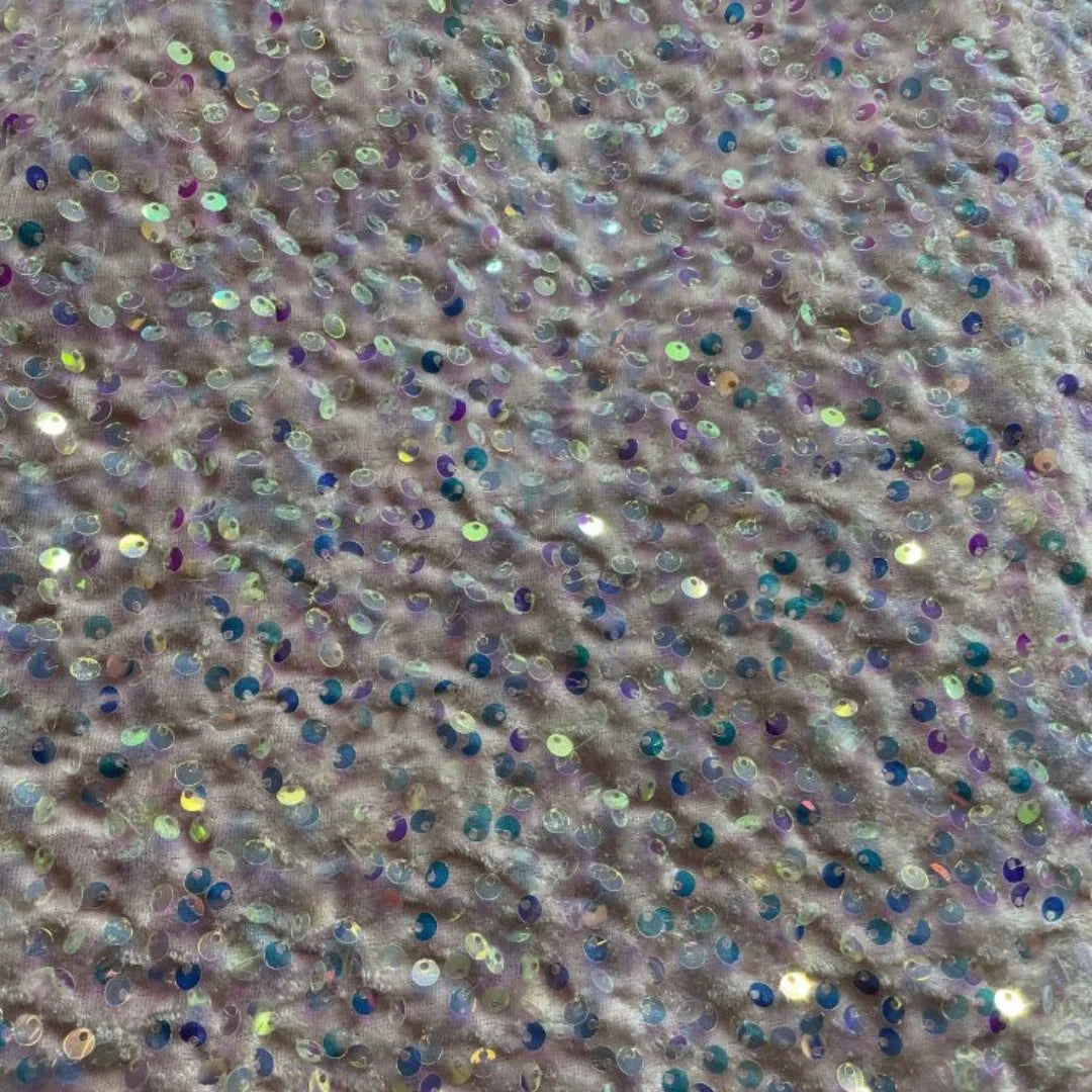 Luxury Velvet Beaded Embroidery Fabric With Dense Sequins Non Shedding Plush For Evening Gown Wedding Dress DIY Decoration