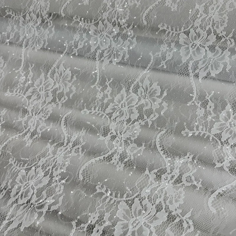 5 Styles Large Flower Embroidery Sequins Lace Mesh Fabric - Transparent Material 145cm