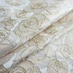 Gold Rose Jacquard Fabric - Yarn Dyed Silk Material