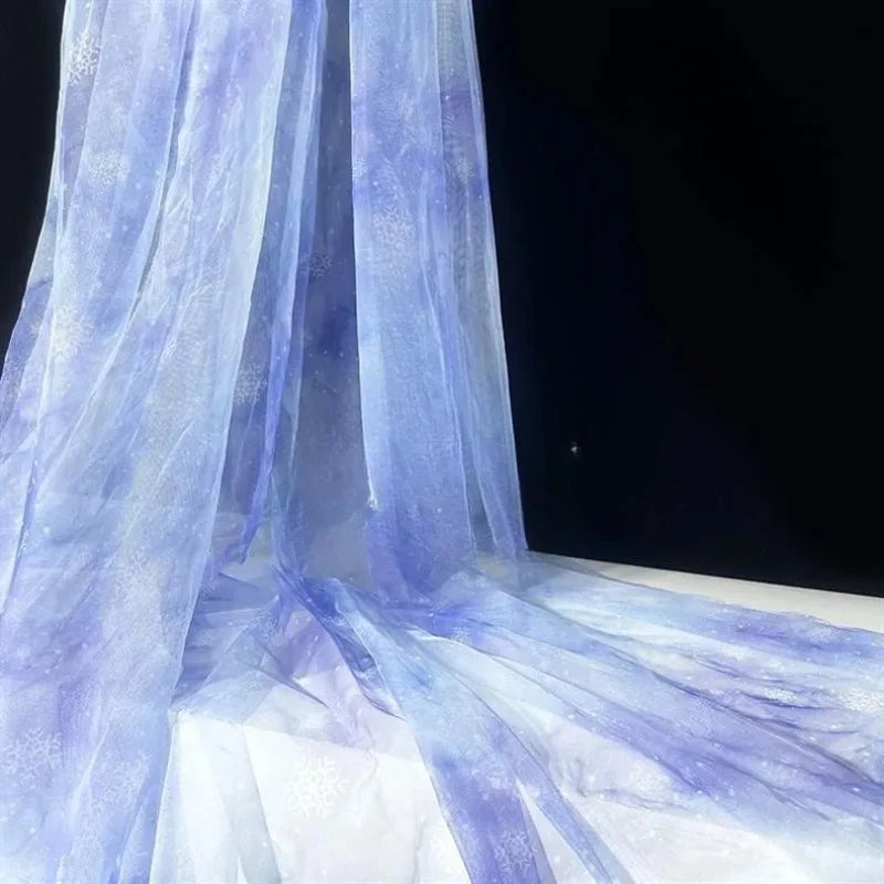 Blue And Purple Mesh Fabric DIY Photo Decoration Soft Background Tablecloth Clothing Handmade Fabric Bridal Dress Wedding Dress