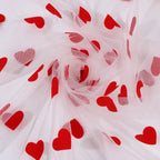 Love Heart Flocking Tulle - Valentine's Day Wedding & Stage Fabric