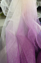 Gradient Spray Silver Shiny Sheet Soft Yarn Fine Powder Mesh Blue Red Purple Wedding Dress Fabric