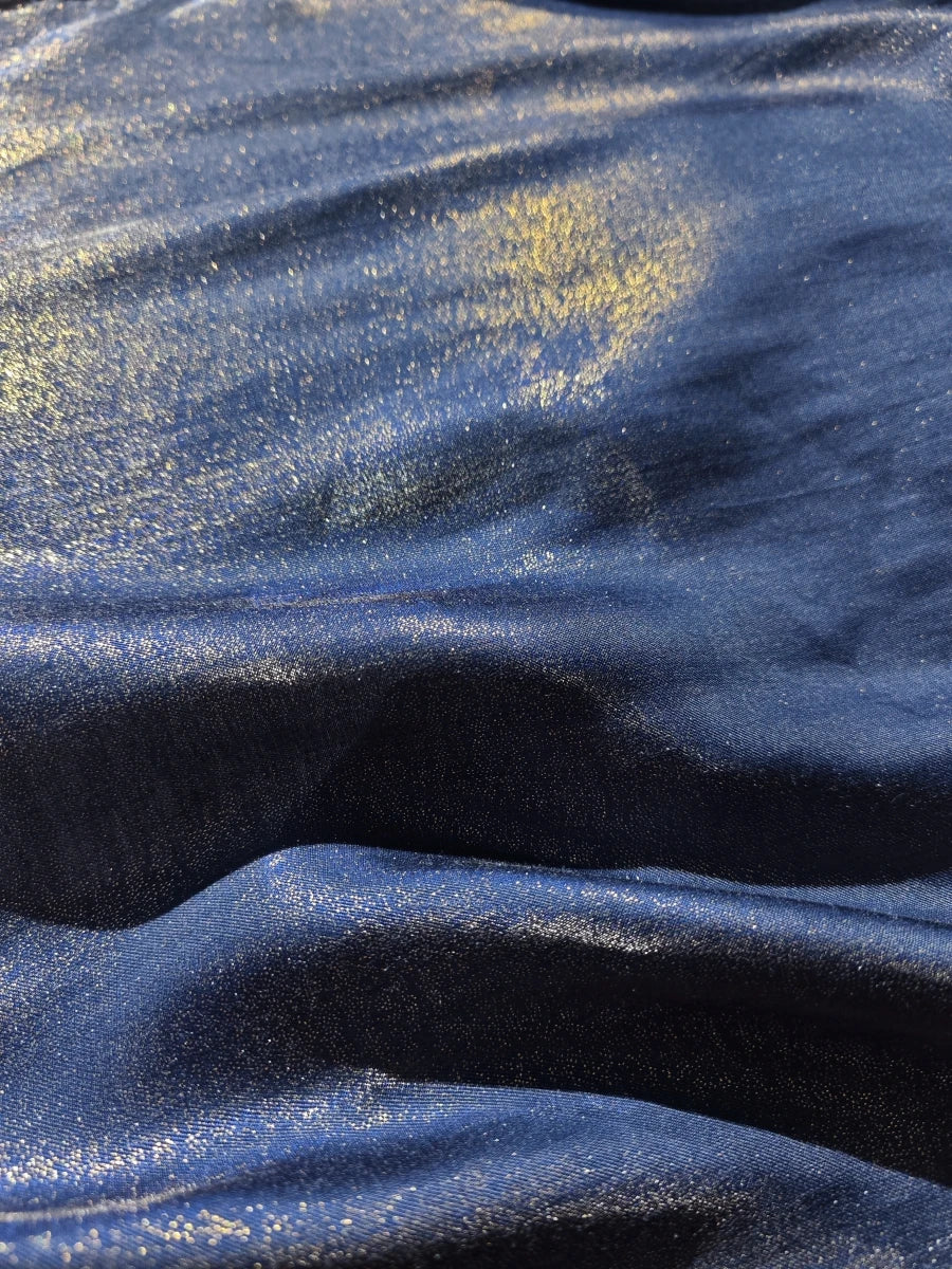 Gold Powder Flowing Light Cotton Satin Fabric - Sparkling Colorful Hanfu Robe Soft Skin-Friendly Dress for Stage Performance