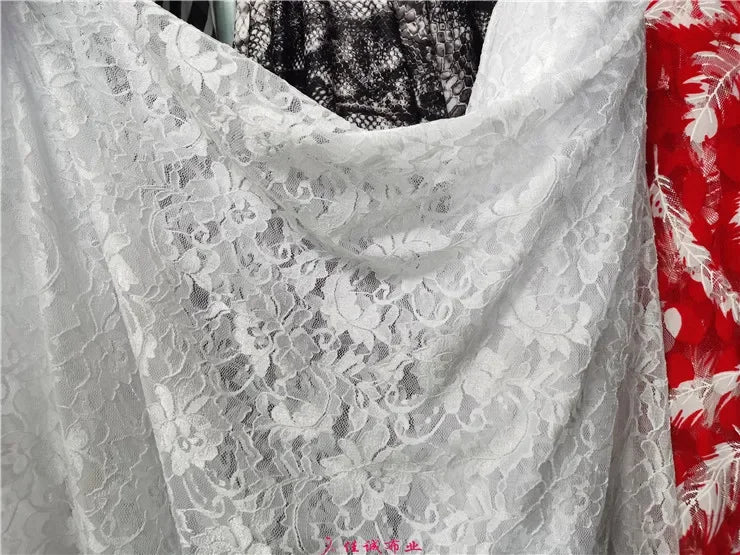 قماش دانتيل مطاطي برتقالي فلوري شفاف شبكي مع تطريز وردي للفساتين وملابس الأداء قماش شبكي شفاف زهري