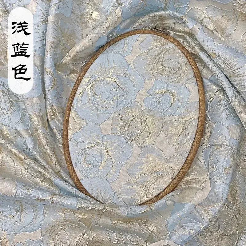 Gold Rose Jacquard Fabric - Yarn Dyed Silk Material
