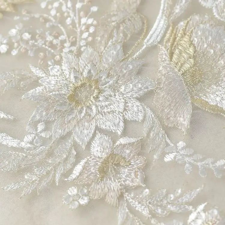Colorful Floral Lace Trim - Stretch Embroidered for Bridal & Dance