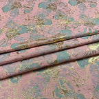 قماش جاكار بروكار مطبوع ساخن - فستان وردي - مادة 148 سم