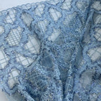Blue Sequin Abstract Embroidered Net Lace Fabric Three Dimensional Sheer Material For Dress Set DIY Handmade Garment Craft