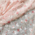 Pink Gold Embroidered Chiffon Fabric Small Floral Lace Hanfu Style Material for Half Length Dress Costume Blouse DIY Sewing