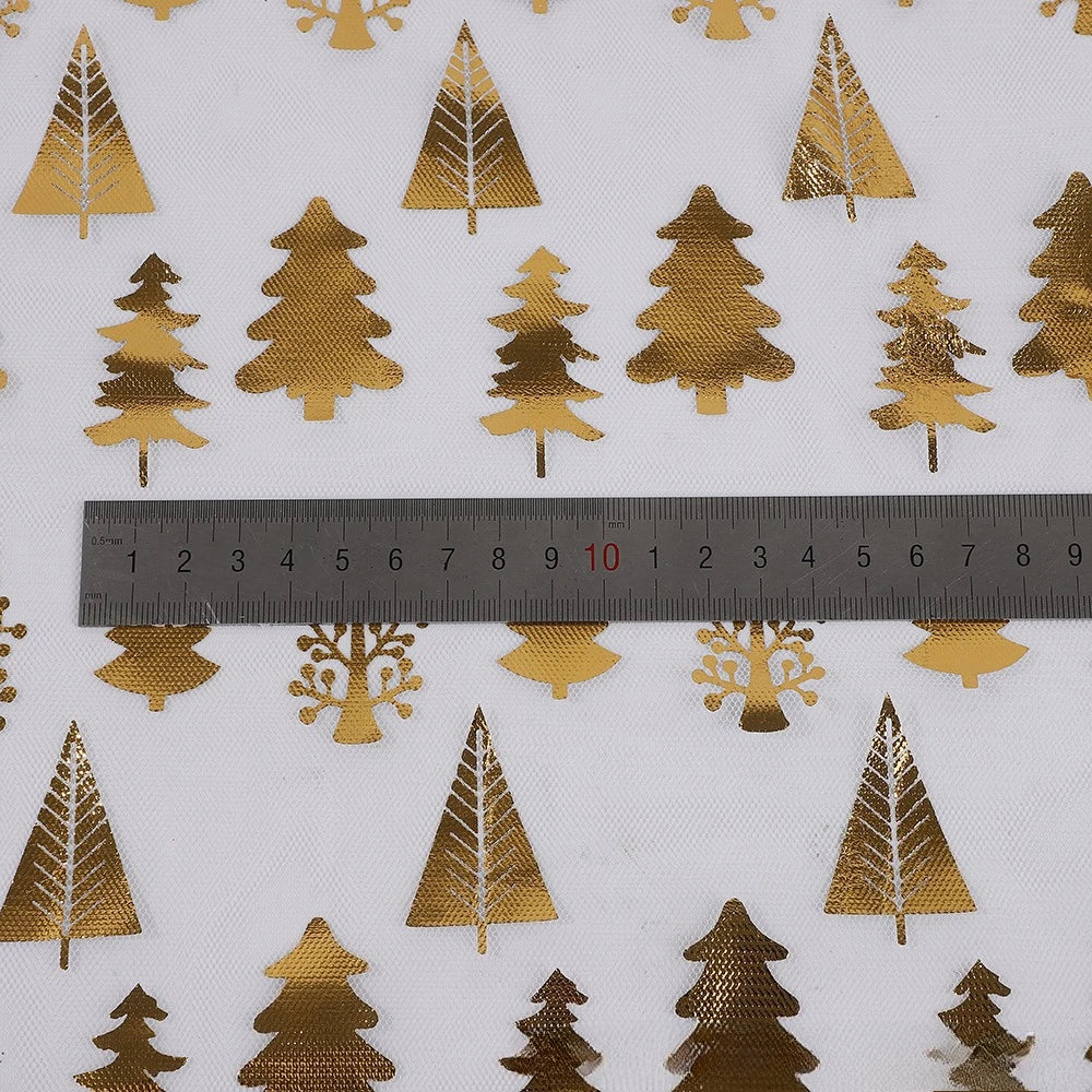 Christmas tree with gold-embroidered organza fabric suitable for Christmas decoration tablecloths and stage costumes